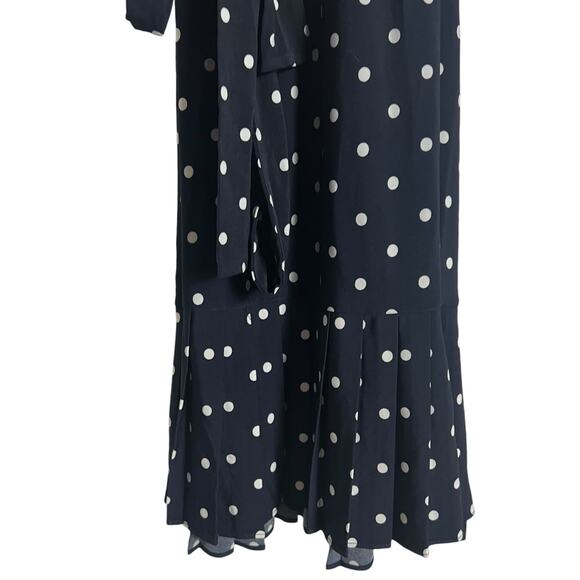 Sandra Darren Navy Polka Dot Sleeveless Button Shirt Midi Dress Size 10P - Picture 4 of 8